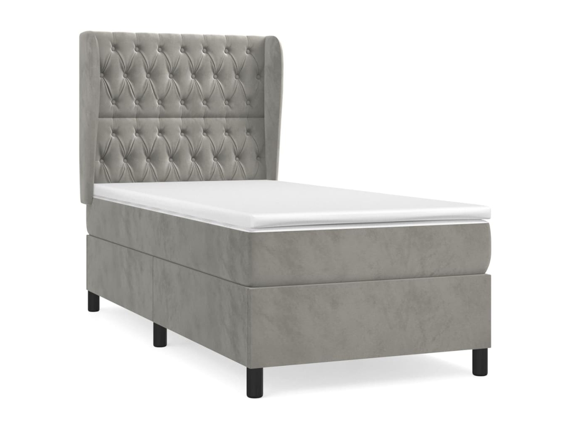 Maison Exclusive - Cama Box Spring Con Colchón Terciopelo Gris Claro 90x190 Cm