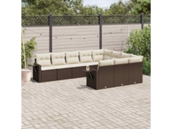 10 unidades Conjunto. Sofás Jardim Com Almofadões Vime Pe Castanho Dkd Home Decor