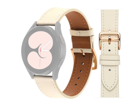 Correa de piel auténtica 20mm para Samsung Galaxy Watch4 40mm/44mm/Garmin Venu 2 Plus - beige