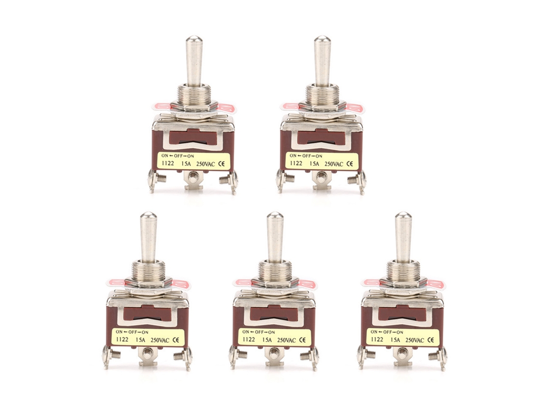 5 Interruptores De Palanca De 3 Posiciones On-off-on, 3 Pines, 12 Mm, 15 A, 250 Vca Para Automóviles Y Electrodomésticos.