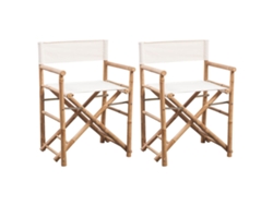 Sillas de director plegables (2 unidades), bambú y lona, Dkd Home Decor