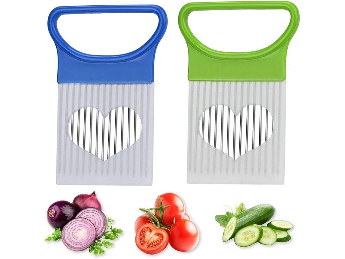 2026da-linjou 2 Piezas Porta Cortador De Cebolla Acero Inoxidable Para Verduras Frutas Carne Verde Azul