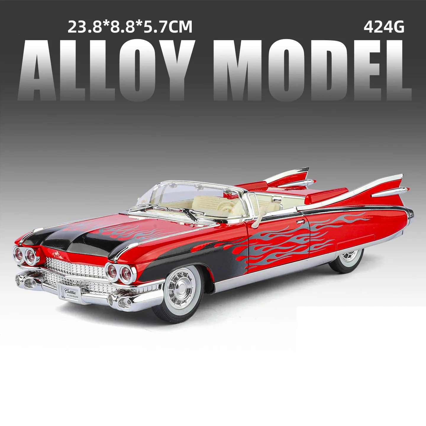 (rojo) Coche De Juguete Modelo De Aleación De Cohete Grande A Escala 1:24, Modelo De Coche De Metal Fundido A Presión Con Sonido Y Luz.