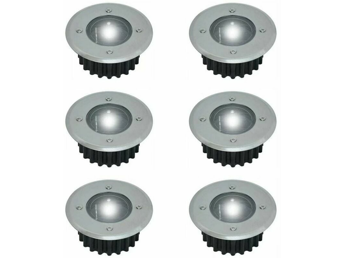 Elegante luz de suelo con energía solar, frontal de acero inoxidable y plástico duradero, ideal para iluminación direccional de terrazas y estanques de jardín.