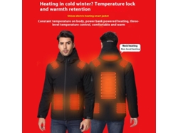 5xl Tengoo Jaqueta Aquecimento Elétrico 10 Zonas 3 Níveis Vento Usb Casaco Capuz Caminhadas Camping Ar Livre