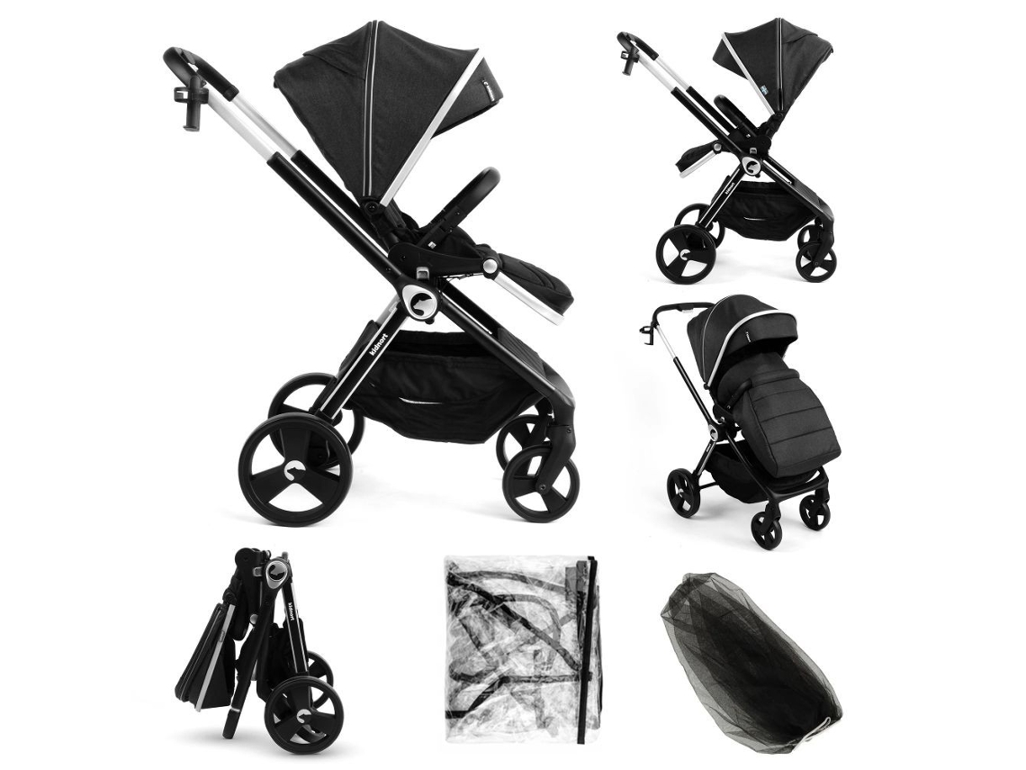 Kidnort Isbjörn Cochecito reversible, negro, hasta 22 kg