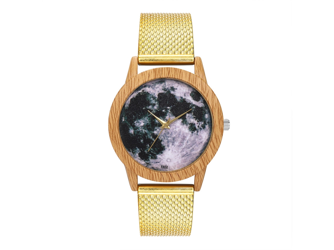 Reloj De Cuarzo Unisex Con Correa De Malla De Acero Moda Pulsera Oro