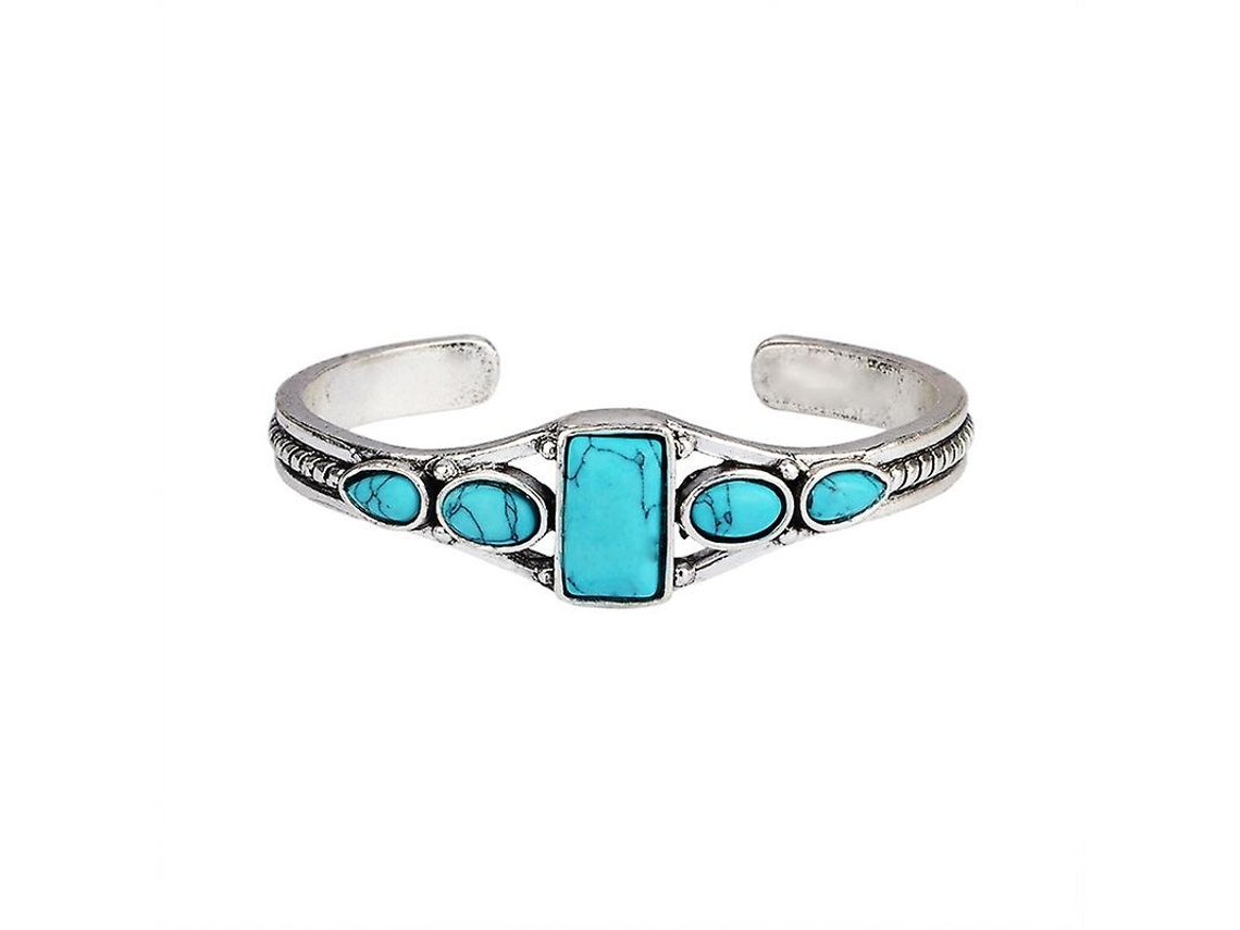 Pulsera vintage para mujer con detalles calados y turquesa, estilo brazalete. Nostalgia88