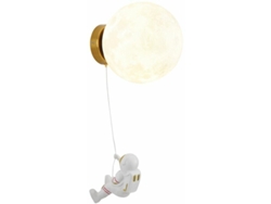 Aplique De Pared Con Forma Luna Habitación Infantil, Diseño Creativo Astronauta Dibujos Animados, Lámpara Mesilla Noche,led Tricolor, 15 Cm Diámetro.