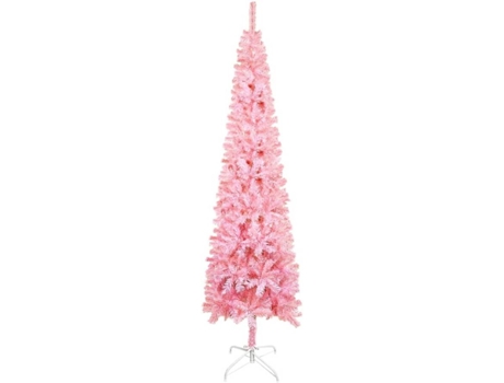 vidaXL Árbol de Navidad delgado rosa 210 cm