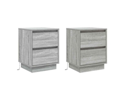 Maison Exclusive - Armario De Noche Con Cajón 2 Pcs Gris 39 X 34,5 X 50 Cm