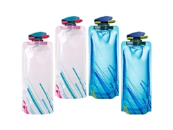 Botella de agua plegable Rebe de 700 ml, paquete de 4 unidades, portátil, reutilizable y a prueba de fugas, ideal para deportes al aire libre.