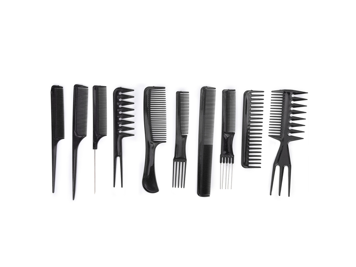10 Piezas Peine De Plástico Antiestático Para Masaje Del Cuero Cabelludo Herramienta De Peluquería Hogar Y Salón (negro)