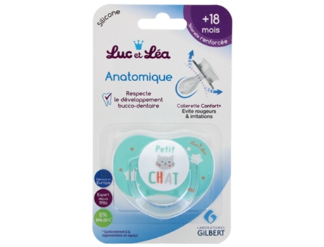 Chupete Silicona Anatómico Con Anillo 18 Meses Y Modelo: Gatito LUC ET LÉA