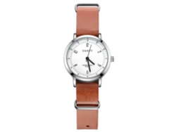 Reloj De Pulsera Para Hombre De Acero Redondo Analógico De Cuarzo Con Correa Pu Marrón