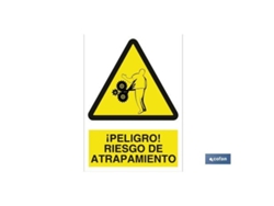 Señal poliestireno 210x148mm. ¡peligro! riesgo de atrapamiento