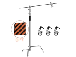 Soporte de luz de acero inoxidable, trípode plegable, altura ajustable, 2,6 m con rueda OEM