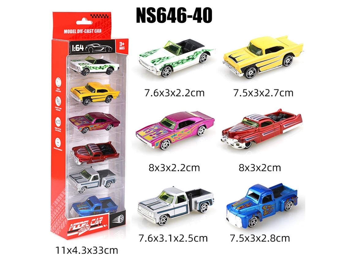 (6 Coches) Mini Coches Deslizantes De Metal Fundido A Presión A Escala 1/64, Juguetes Para Niños