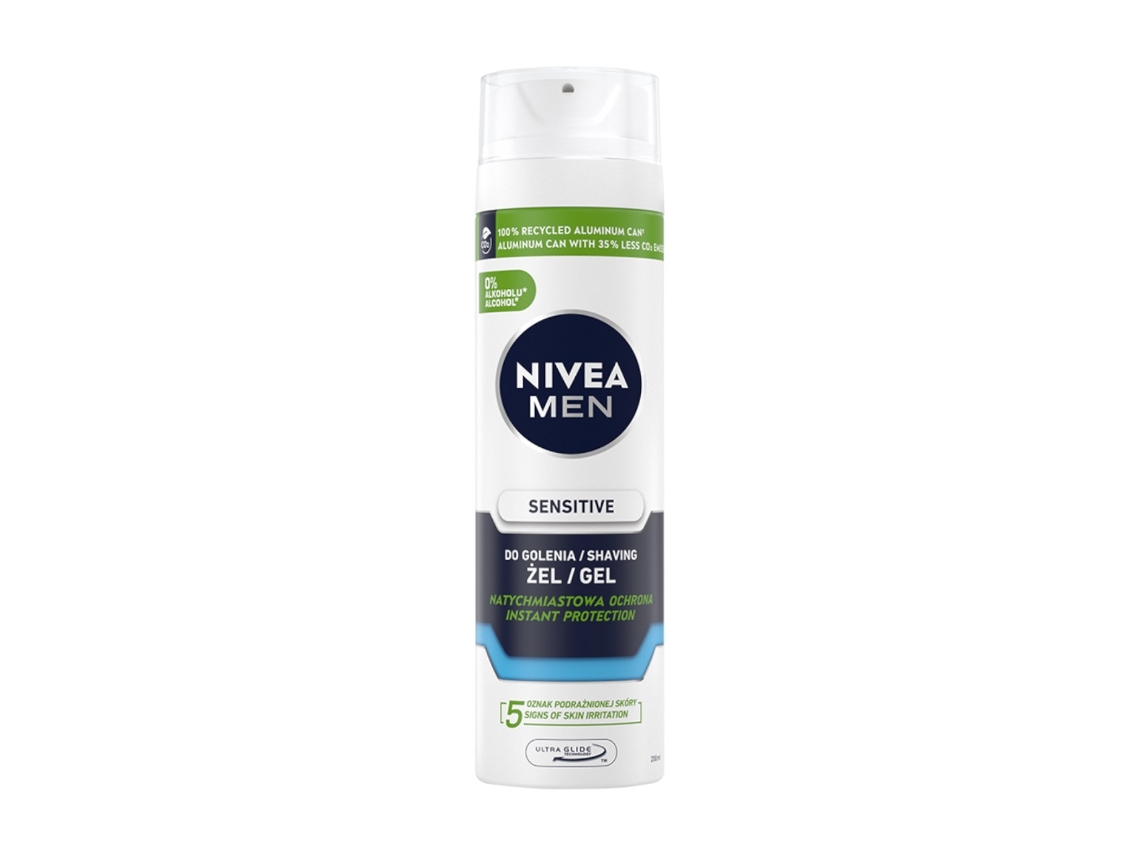 Gel de afeitar suave y delicado para hombres 200 ml Diseñado para pieles sensibles, reduce la irritación con la fórmula calmante de Nivea