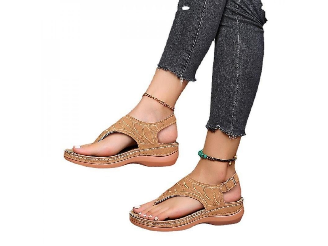 Sandalias Ortopédicas Para Mujer Confortables Planas Con Soporte Arco Y Alivio Del Dolor De Pie 36 Marrón