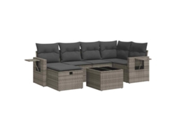 Conjunto 7 De Sofá De Jardín VIDAXL Gris Poli Ratán(55 x 55 x 37 cm)