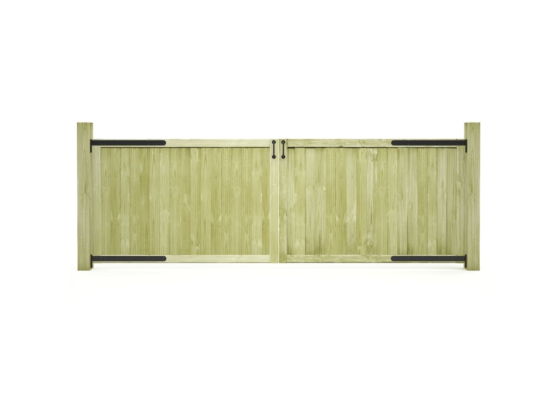 vidaXL Puertas de valla madera 2 uds de pino impregnada 300x100 cm