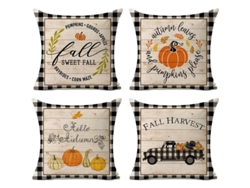 2026-fundas De Almohada Decorativas De Otoño, 4 Unidades, 45x45cm, Calabaza Y Cuadros, Para Acción De Gracias