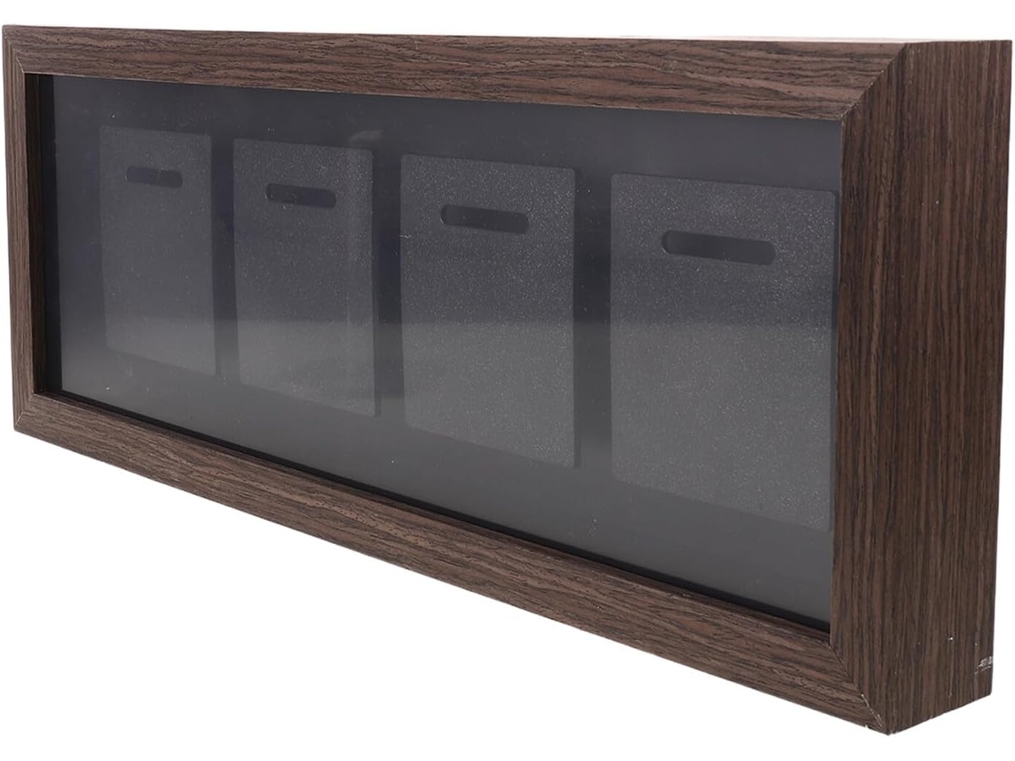 Vitrina De Madera Maciza Color Café Para 4 Medallas, Vitrina Multifuncional De Pared Para Medallas...