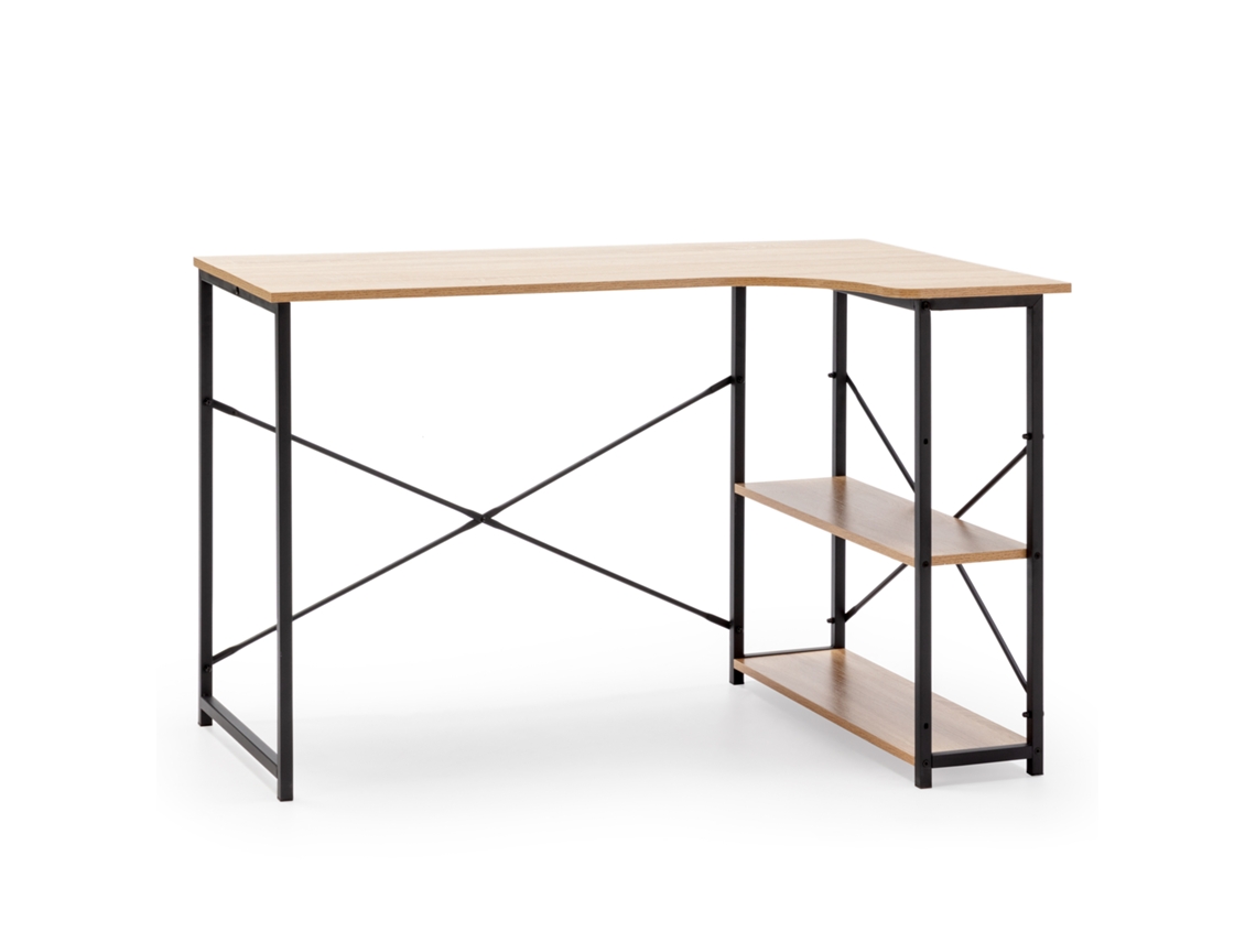 Mesa de escritorio Juani 2 estantes negro, 120 cm