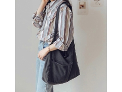 Bolso de hombro informal de lona Wabjtam Denim de gran capacidad para mujer, 1 pieza, color negro Lalamoli