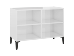 Mueble de TV con patas de metal, 69,5x30x50 cm, Blanco Brillo, MAISON EXCLUSIVE