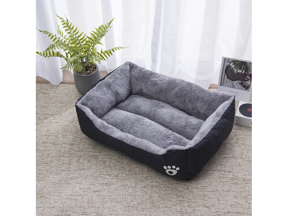 Cama rosa para perros - Cama individual negra - 60 x 45 cm. Apta para perros pequeños y medianos. También se puede usar como cama para gatos.