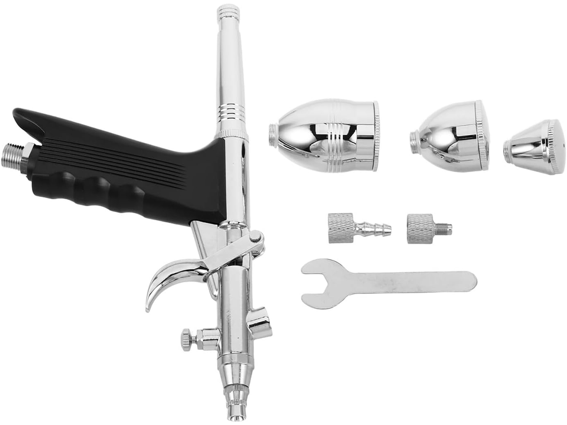 Kit De Aerógrafo De 0,5 Mm Para Maquetas, Pistola De Pintura Plateada, Juego Completo.
