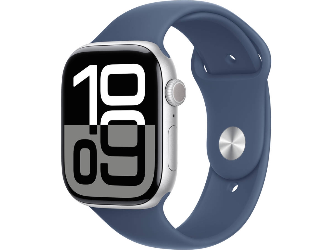 APPLE Watch Series 10 GPS + Cellular 46mm Aluminio Plata con Correa Deportiva Azul Denim (Talla: M/L)
