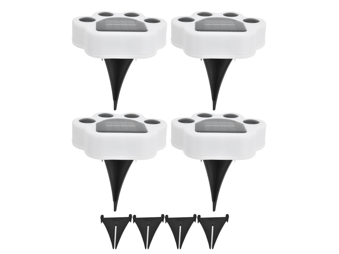 Bj-4pcs Luz Solar Led Em Forma De Pata Para Jardim Pátio Grama Paisagem Luz Quente Com Porca De Terra