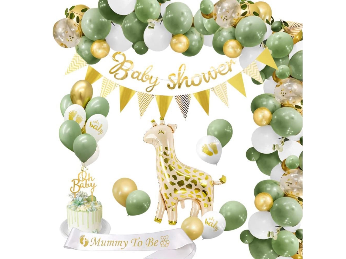 Decoración Para Baby Shower Con Temática De Jirafa, Globos, Hojas Verdes, Kit Para Revelar El Sexo Del Bebé, Fiesta Para Niños Y Niñas.
