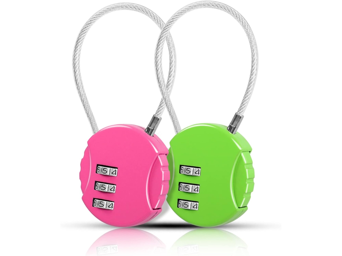 Candado de combinación para equipaje, 2 candados antirrobo de cable redondo, aptos para mochilas y maletas Cuich
