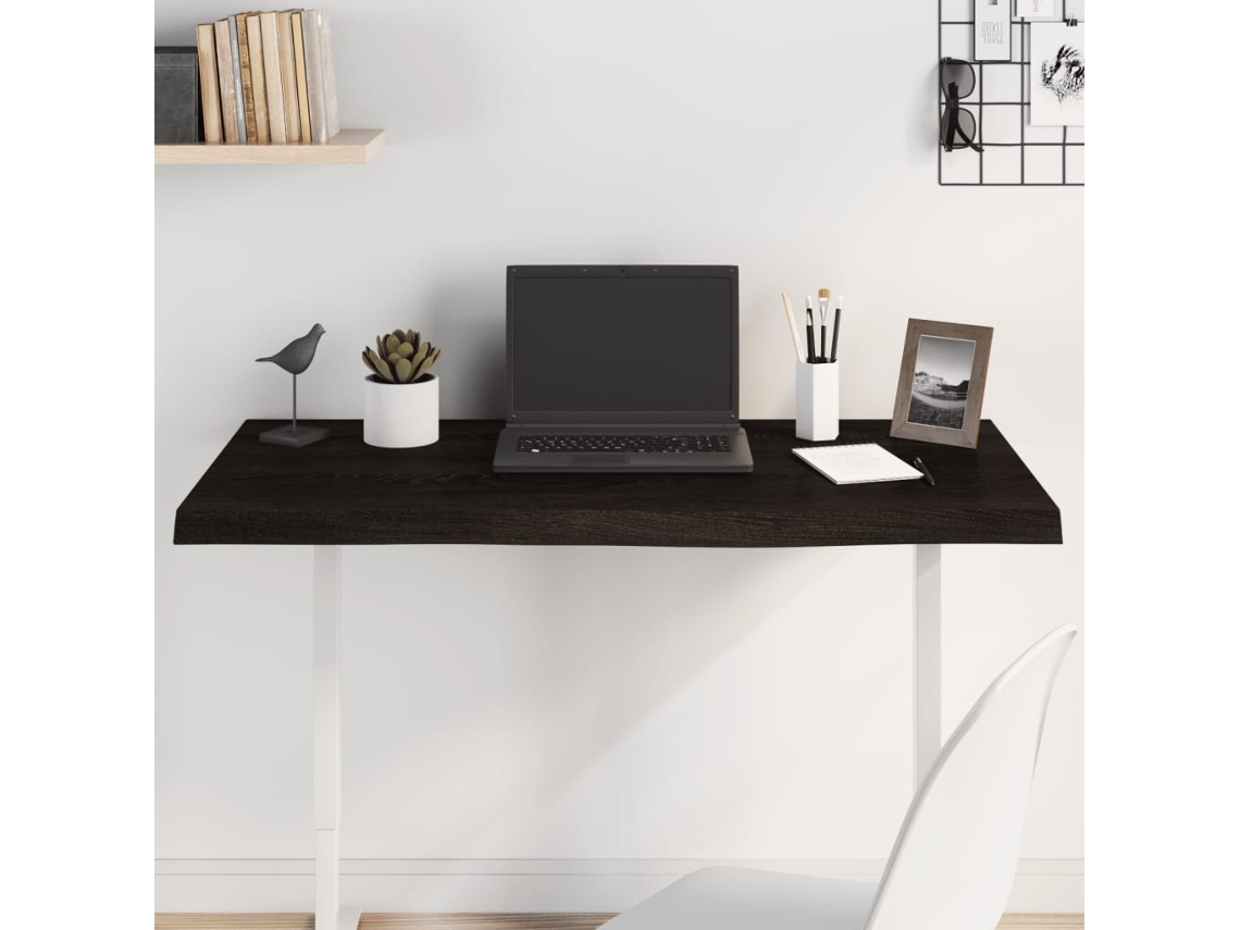 Tablero Mesa Madera Roble Tratada Marrón Oscuro 100x50x(2-4) Cm