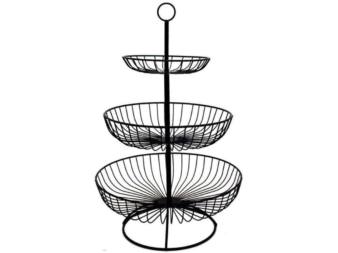 Cesta de Frutas 3 Camadas de Metal para Frutas Tigela de Frutas para Exibição de Bolo de Frutas 