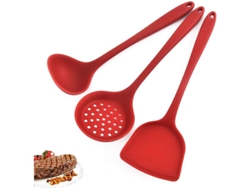 2026da-set De 3 Cucharas Silicona Resistente Al Calor Para Hornear Cocinar Mezclar Herramientas De Cocina (rojo)