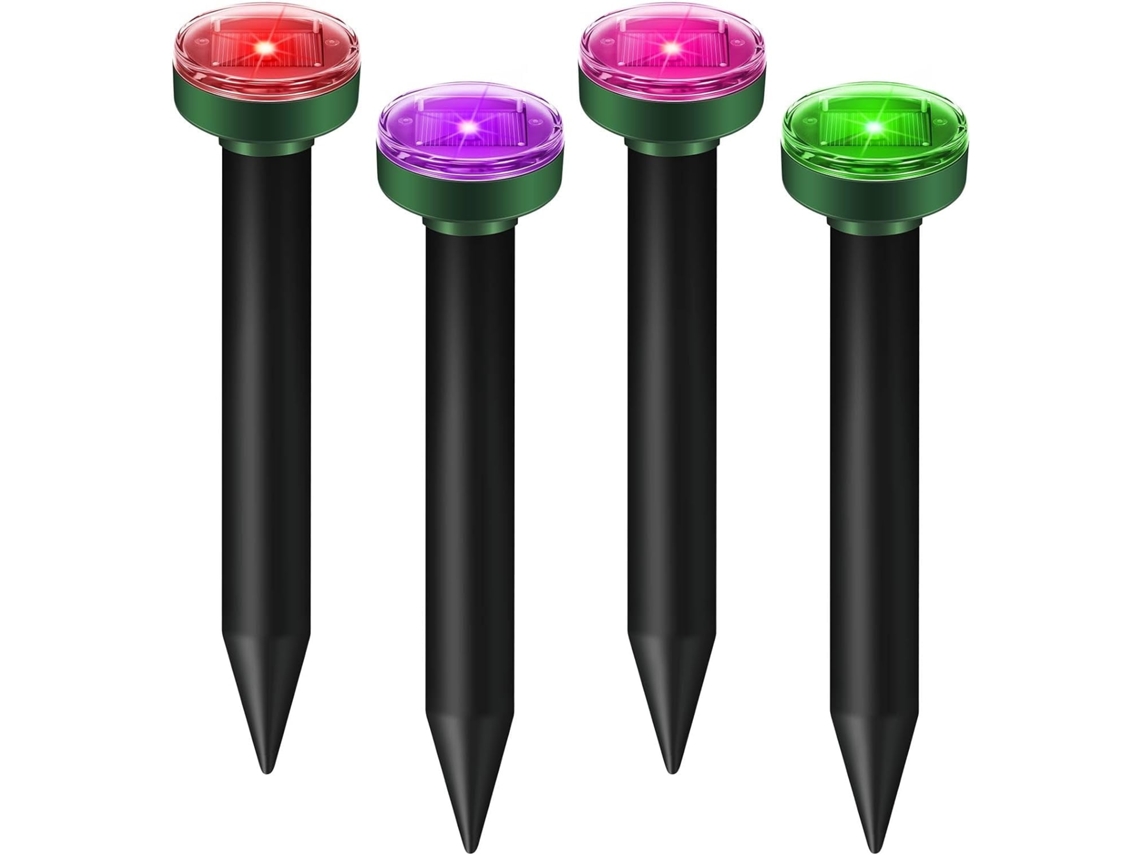 4 Pack Ultrasonic Mole Deterrent Chipmunk Repellent Outdoor Waterproof Snake Gopher Vole Repellent With Light GERTIZ
