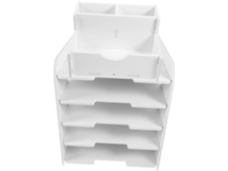 Organizador De Archivos De Escritorio Apilable De 5 Niveles, De Madera Y Plástico, Tamaño A4, Con Soporte Estable.