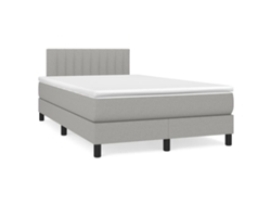 Cama Box Spring Con Colchón Tela Gris Claro 120x190 Cm