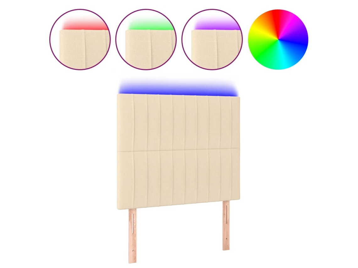 Maison Exclusive - Cabecero Con Luces Led Tela Crema 100x5x118/128 Cm