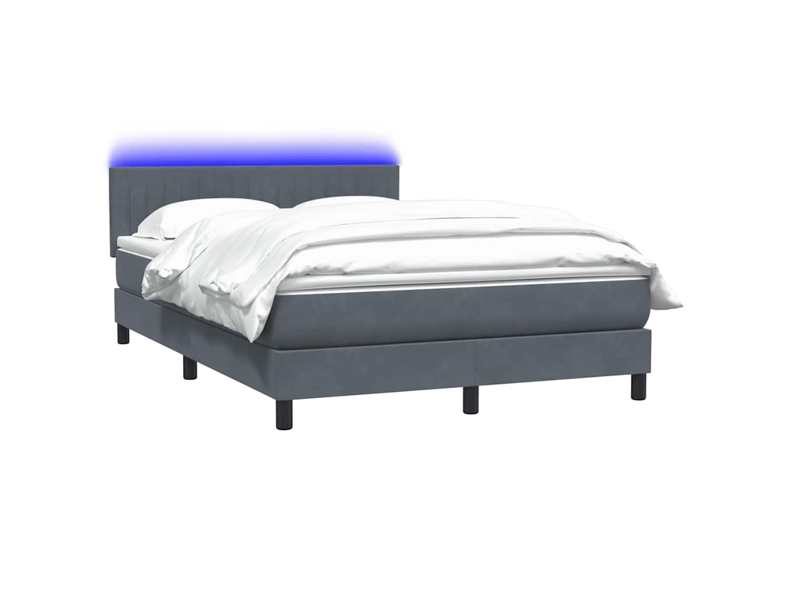 Maison Exclusive - Cama Box Spring Con Colchón Y Led Terciopelo Gris Oscuro 160x210 Cm