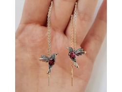 2026-aros De Colibrí De Oro Con Cadenas Largas Y Piedras Brillantes Para Mujeres Y Niñas 2 Pares
