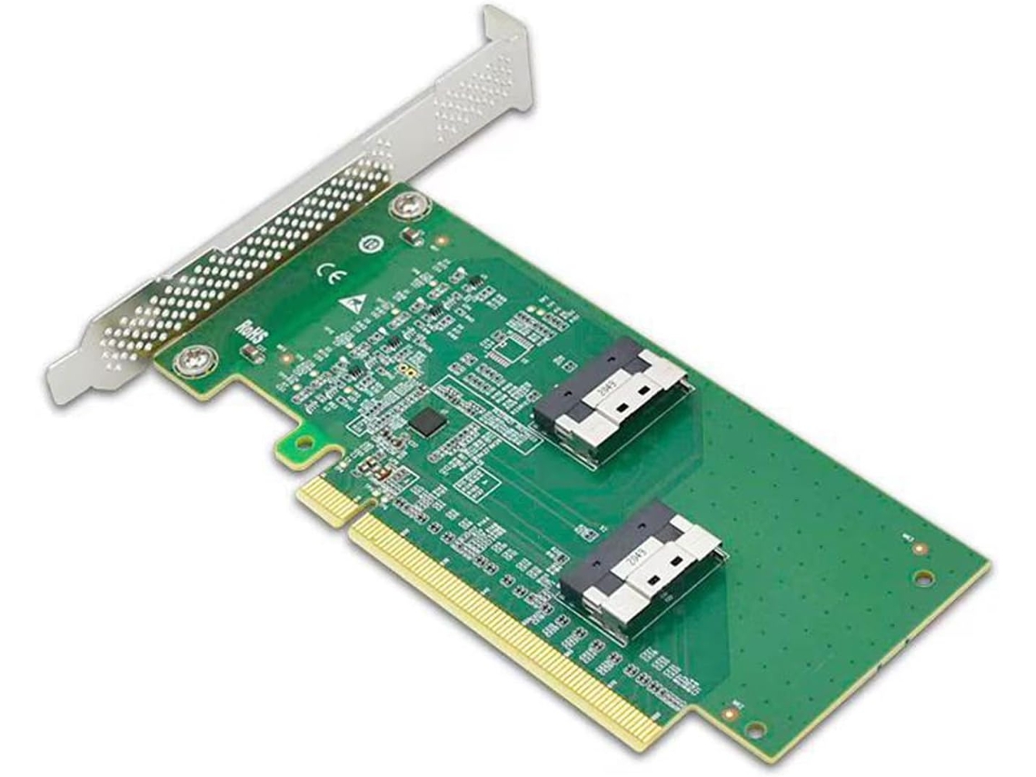 Adaptador Pci Express X16 Con 2 Slimsas Sff 8654 8i Para Sistemas Informáticos Y Calculadoras De Alto Rendimiento.