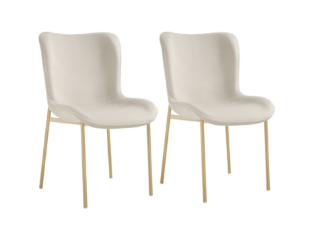 Juego de 2 sillas tapizadas Tessa, terciopelo, ergonómicas, blanco/dorado TECTAKE