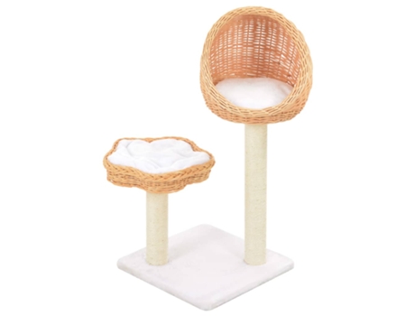 vidaXL Rascador para gatos con poste de sisal madera natural de sauce