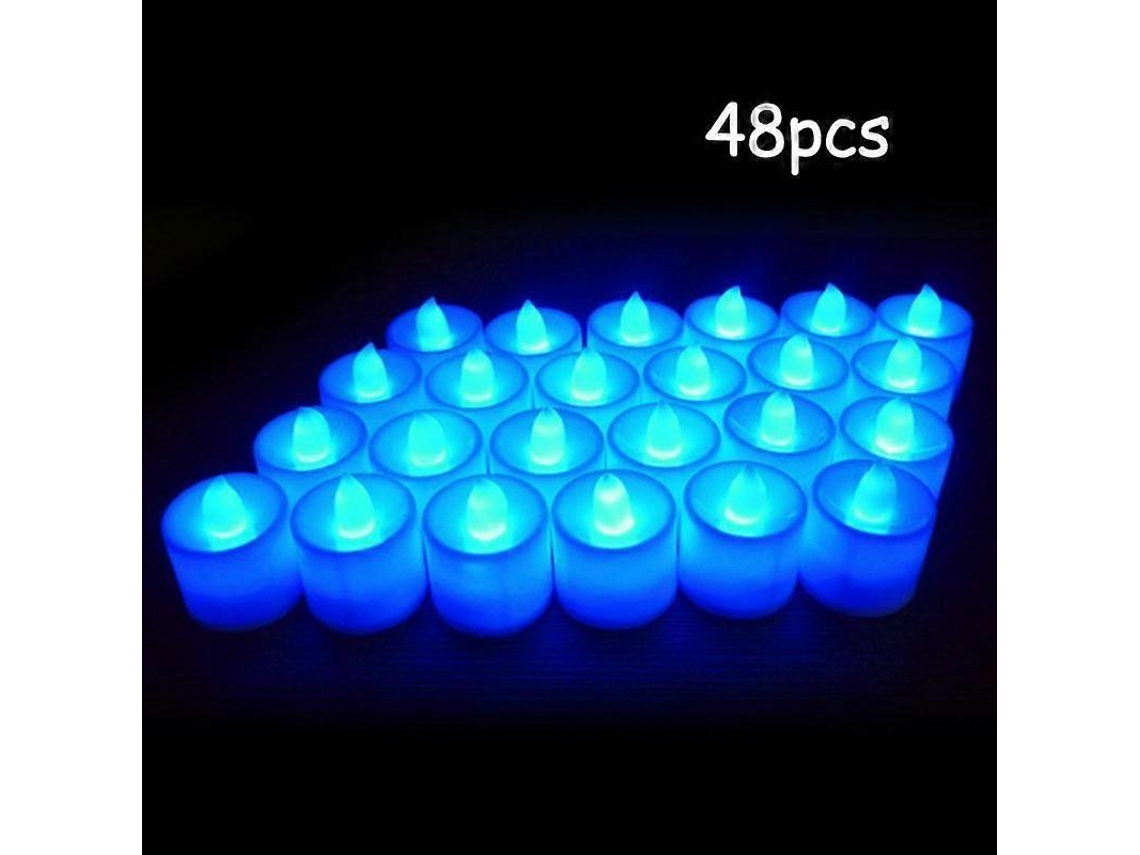 Rebe-velas Led Sin Flama Plásticas Luz Amarilla 12/24/36/48 Piezas Para Exterior Decoración Fiesta Navidad 48 Piezas Azules
